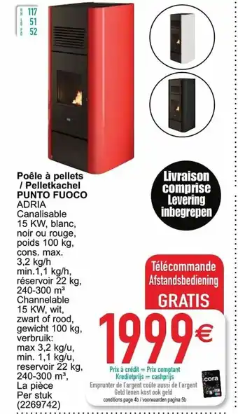 Cora Punto Fuoco Poele a pellets / Pelletkachel aanbieding