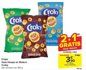 Carrefour Chips hula hoops en rollers croky aanbieding