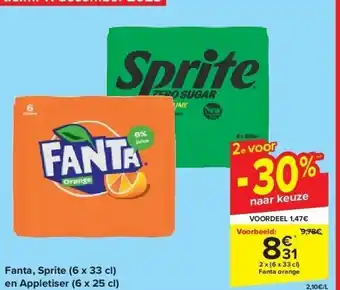 Carrefour Fanta, sprite (6 x 33 cl) aanbieding