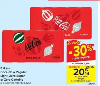Carrefour Blikjes coca-cola regular, light, zero sugar of zero ca eine aanbieding