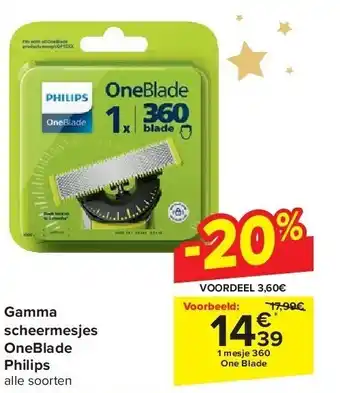 Carrefour Gamma scheermesjes oneblade philips aanbieding