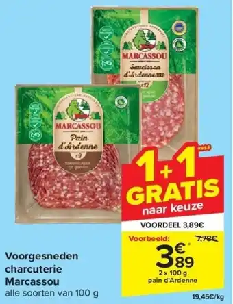 Carrefour Voorgesneden charcuterie marcassou aanbieding