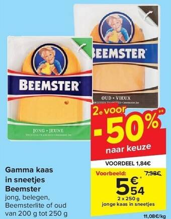 Carrefour Gamma kaas in sneetjes beemster aanbieding