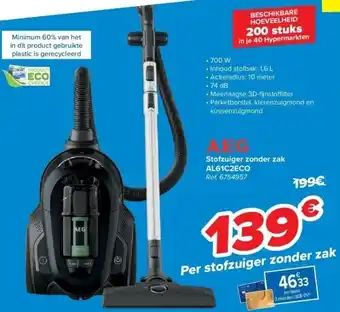 Carrefour Stofzuiger zonder zak al61c2eco aanbieding