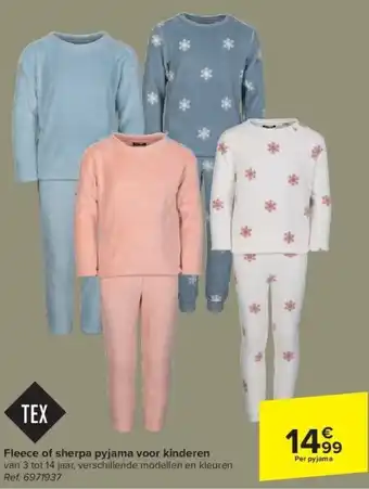 Carrefour Fleece of sherpa pyjama voor kinderen aanbieding