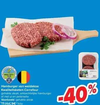 Carrefour Hamburger van weidekoe kwaliteitsketen carrefour aanbieding