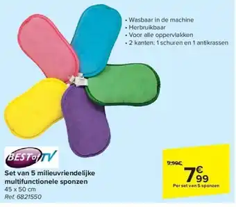 Carrefour Set van 5 milieuvriendelijke multifunctionele sponzen aanbieding
