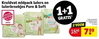 Kruidvat Kruidvat midpack luiers en luierbroekjes pure & soft aanbieding