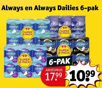 Kruidvat Always en always dailies 6-pak aanbieding