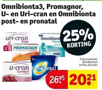 Kruidvat Omnibionta3, promagnor, u- en uri-cran en omnibionta post- en pronatal aanbieding