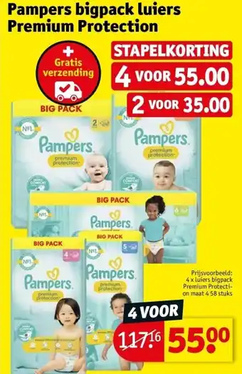 Kruidvat Pampers bigpack luiers premium protection aanbieding