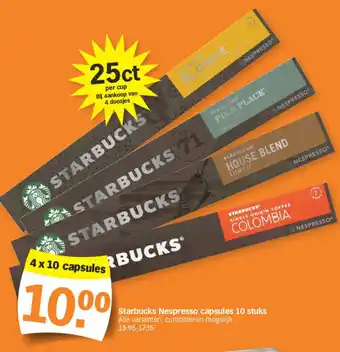 Albert Heijn Starbucks nespresso capsules 10 stuks aanbieding