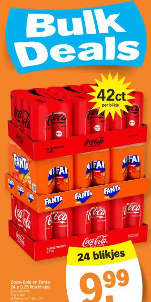 Coca-cola en fanta 24 x 0.25 literblikjes