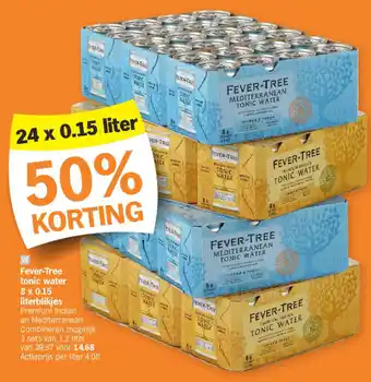 Albert Heijn Fever-tree tonic water 8 x 0.15 literblikjes aanbieding