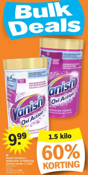 Albert Heijn Vanish oxi action wasbooster of whitening booster poeder 1.5 kilo aanbieding
