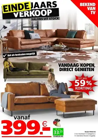 Seats and Sofas Pancho 2-zits salon aanbieding