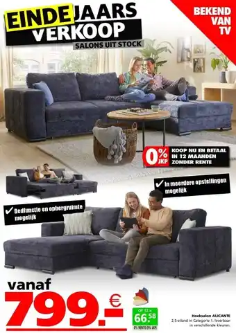 Seats and Sofas Alicante hoeksalon, zetelbed aanbieding