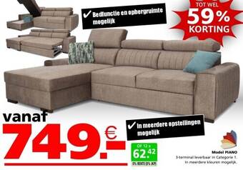 Seats and Sofas Piano hoeksalon, zetelbed aanbieding