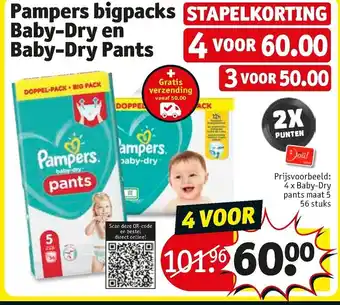 Kruidvat Pampers bigpacks Baby-Dry en Baby-Dry Pants aanbieding