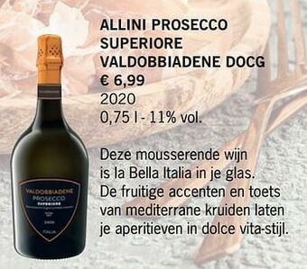 Lidl Allini prosecco superiore valdobbiadene docg aanbieding