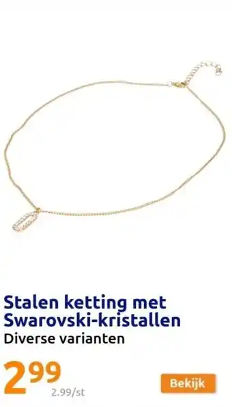 Stalen ketting met swarovski-kristallen