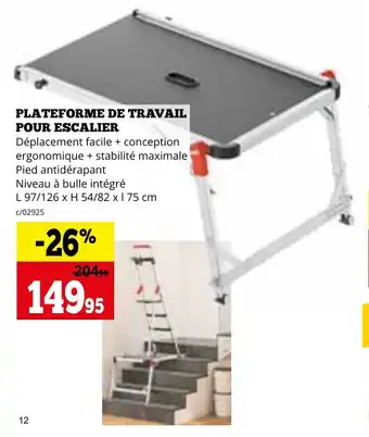 PLATEFORME DE TRAVAIL POUR ESCALIER