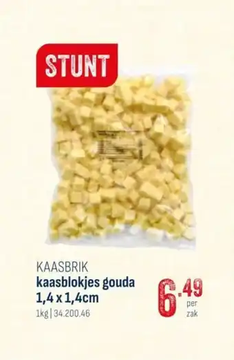 Horeca totaal KAASBRIK kaasblokjes gouda 1,4 x 1,4cm 1kg aanbieding