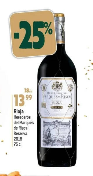 Match Rioja herederos del marqués de riscal reserva 2018 75 cl aanbieding