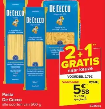 Carrefour Market De Cecco Pasta 3 x 500g aanbieding