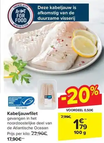 Carrefour Market Kabeljauwfilet 100g aanbieding