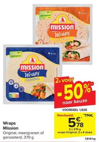 Carrefour Market Wraps Mission 2 x 370g aanbieding