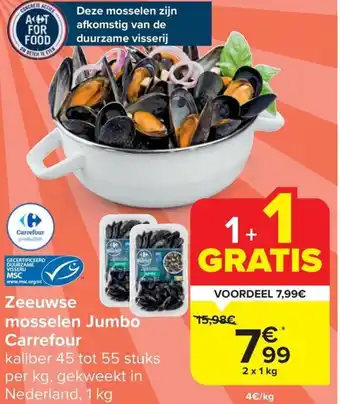 Carrefour Market Zeeuwse mosselen Jumbo Carrefour 2 x 1kg aanbieding