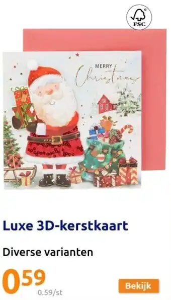 Action Luxe 3d-kerstkaart aanbieding