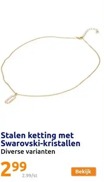 Action Stalen ketting met swarovski-kristallen aanbieding