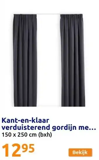 Kant-en-klaar verduisterend gordijn met haken - grijs