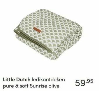 Baby & Tiener Little dutch ledikantdeken pure + soft sunrise olive aanbieding