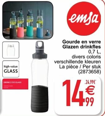 Cora Gourde en verre Glazen drinkfles aanbieding