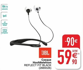 Cora JBL Casque Hoofdtelefoon Reflect Fit Black aanbieding