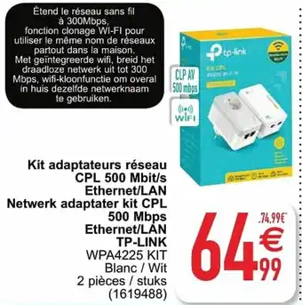 Cora TP-LINK Kit adaptateurs reseau CPL 500 Mbit/s Ethernet/LAN aanbieding