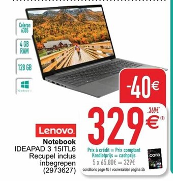 Cora Lenovo Notebook IDEAPAD 3 15ITL6 aanbieding