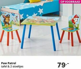 Baby & Tiener Paw patrol tafel + 2 stoeltjes aanbieding