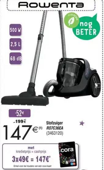 Cora Rowenta Stofzuiger R07C36EA (3463120) 500W aanbieding