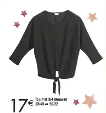 Cora Top met 3/4 mouwen 38/40-50/52 aanbieding