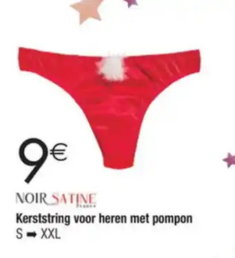 NOIR SATINE Kerststring voor heren met pompon S- XXL