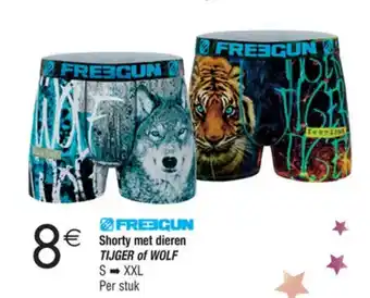 Cora FREEGUN Shorty met dieren TIJGER of WOLF S-XXL aanbieding