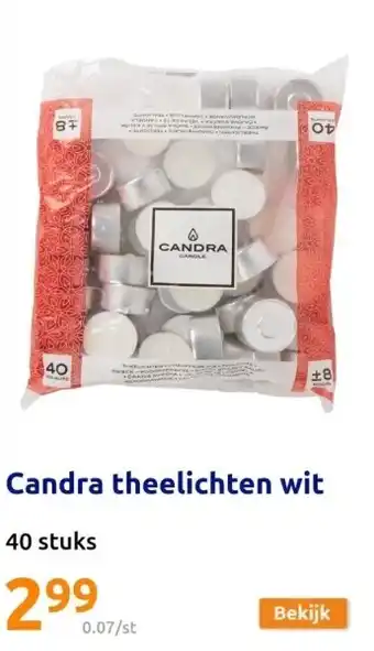 Candra theelichten wit 40 stuks