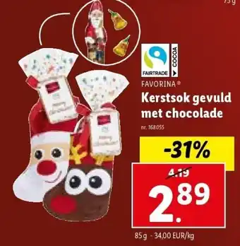 Lidl Kerstsok gevuld met chocolade aanbieding