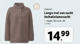Lidl Lange trui van zacht imitatielamsvacht aanbieding