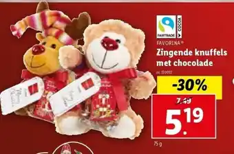 Lidl Zingende knuffels met chocolade aanbieding