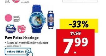 Lidl Paw patrol-horloge aanbieding